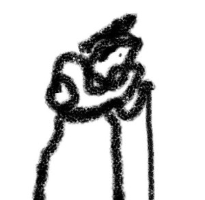 sketch of an angel with a cane